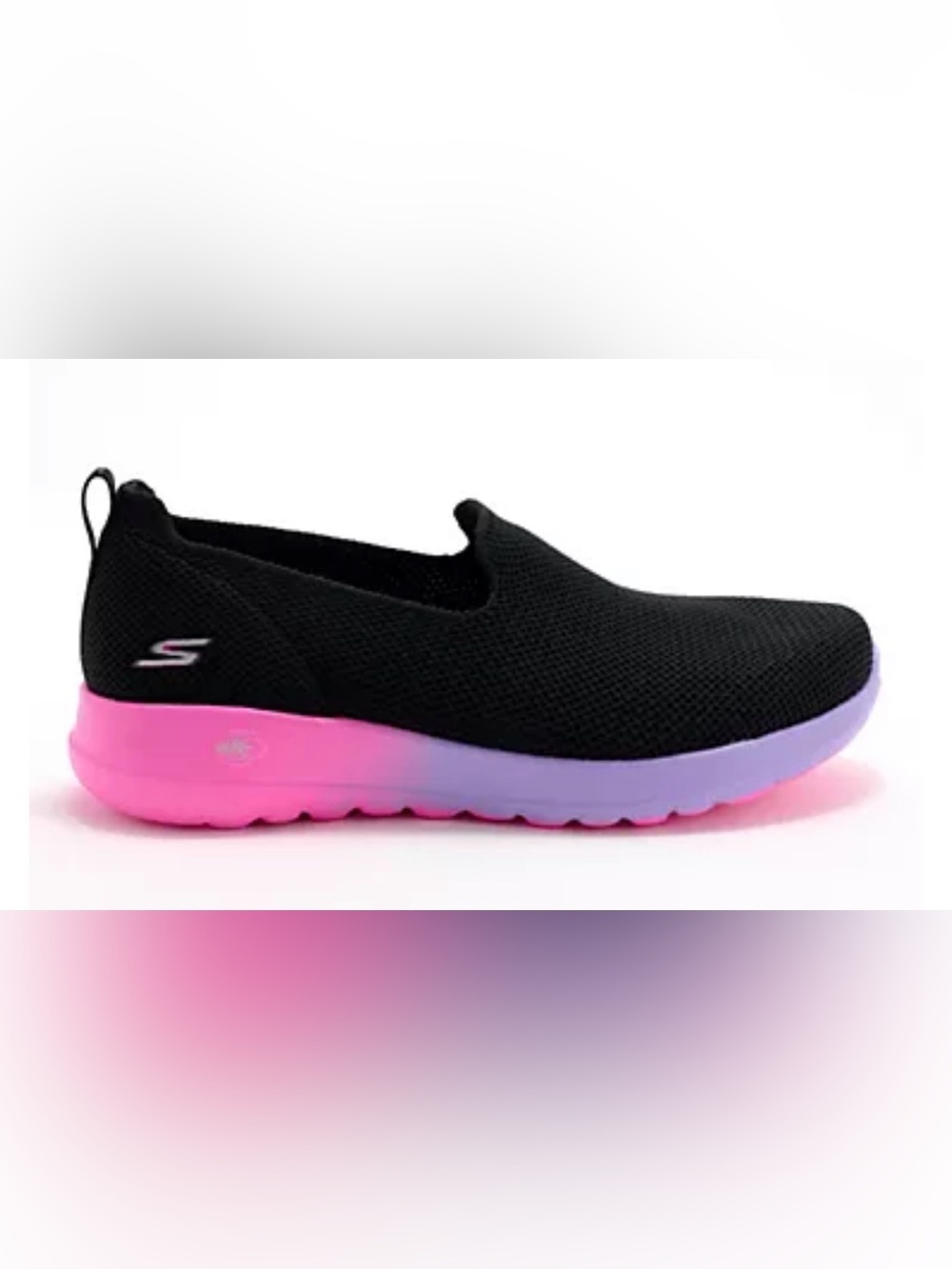 Skechers Women's Black Slip-On Sneakers with Pink and Lavender Gradient Sole - Picture 4 of 10